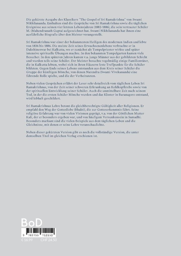 Weitere Ansicht: Die Botschaft Sri Ramakrishnas | Swami Nikhilananda