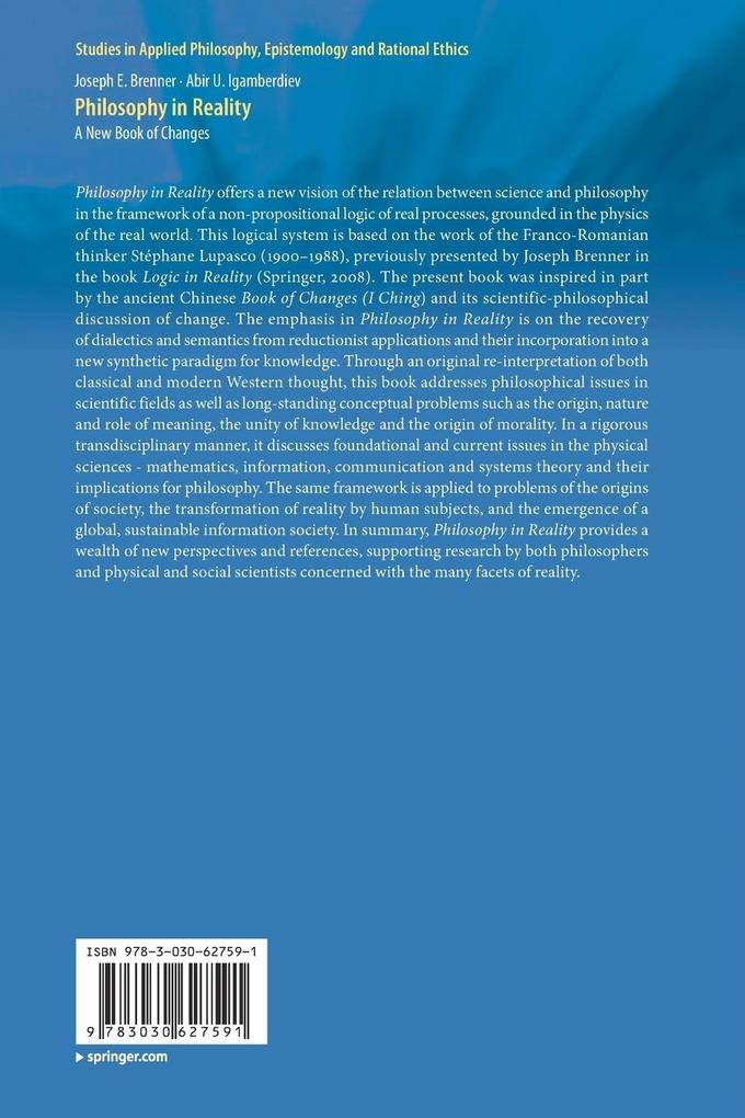 Weitere Ansicht: Philosophy in Reality | Joseph E. Brenner, Abir U. Igamberdiev