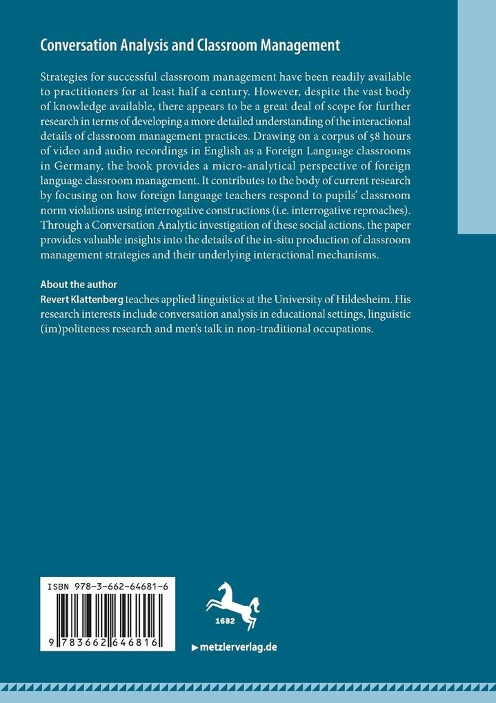 Weitere Ansicht: Conversation Analysis and Classroom Management | Revert Klattenberg