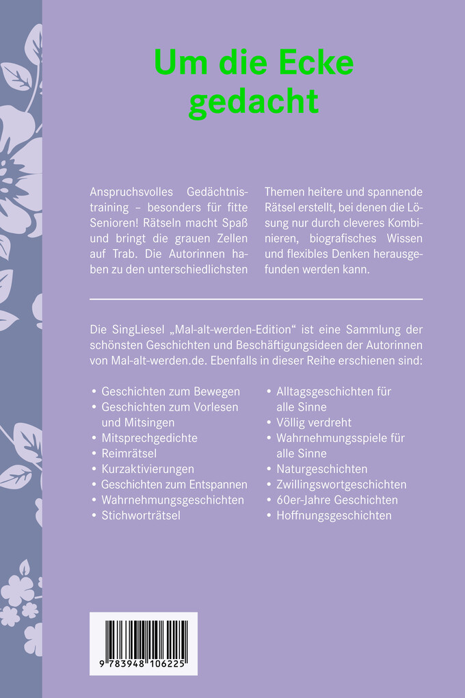 Weitere Ansicht: Um die Ecke gedacht. Rätselgeschichten für Senioren | Natali Mallek, Annika Schneider