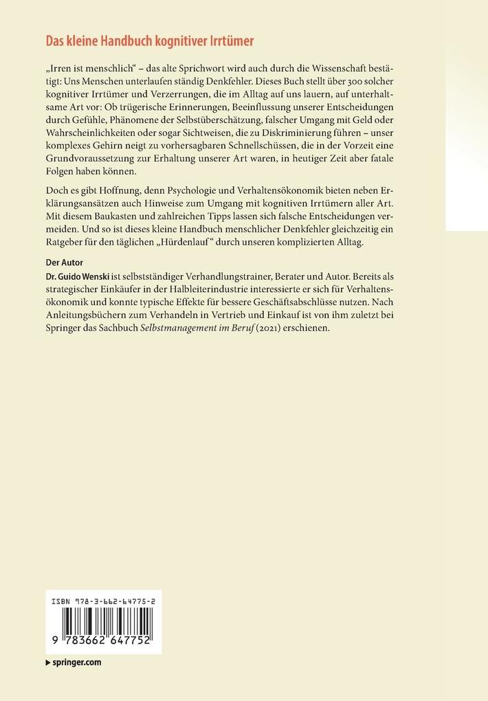 Weitere Ansicht: Das kleine Handbuch kognitiver Irrtümer | Guido Wenski