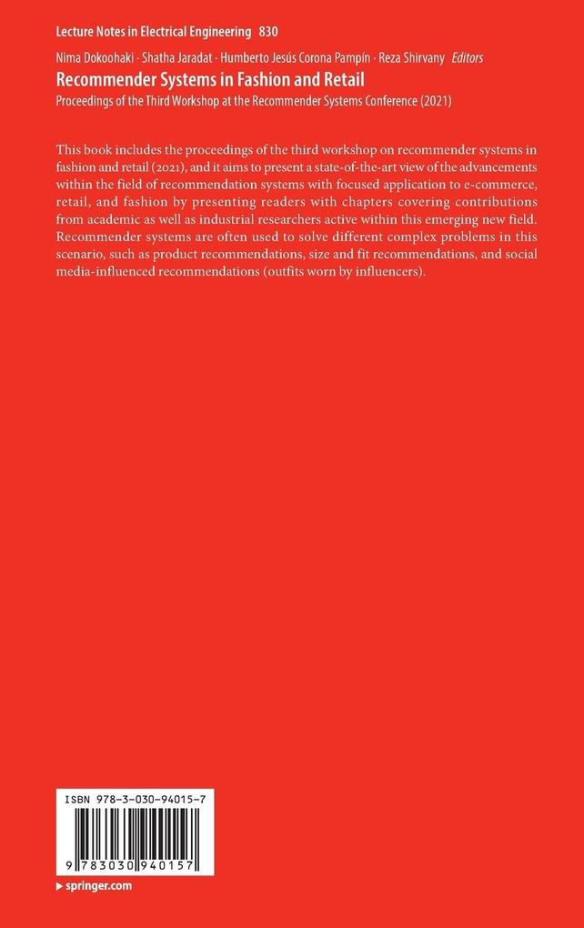 Weitere Ansicht: Recommender Systems in Fashion and Retail