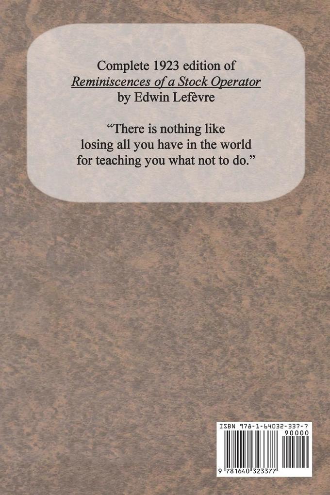 Weitere Ansicht: Reminiscences of a Stock Operator | Edwin Lefèvre