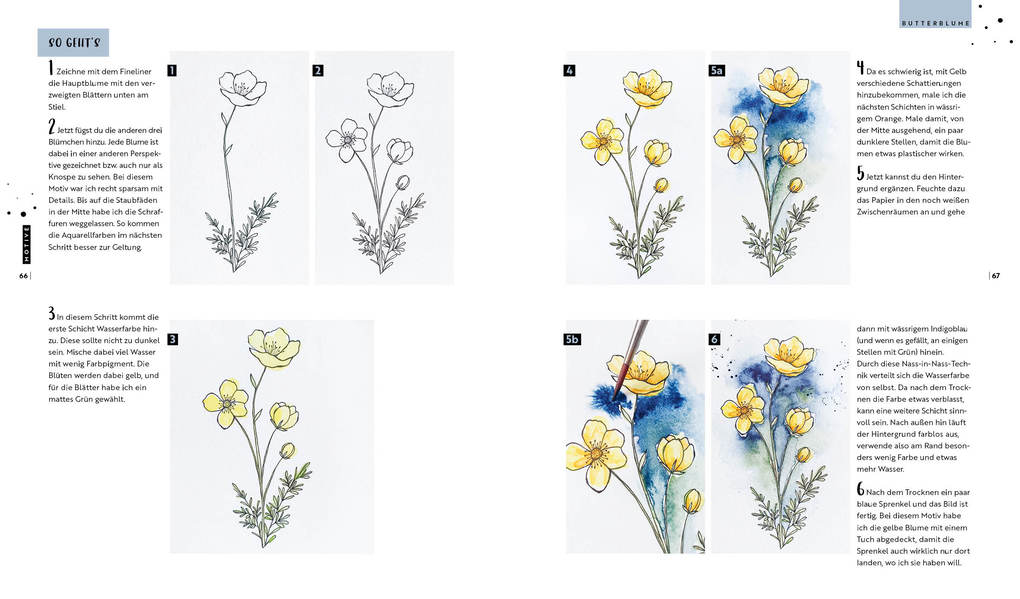 Weitere Ansicht: Watercolor - Florale Motive aus Wiese, Wald & Garten mit Aquarell und Fineliner | Anastasia Sälinger