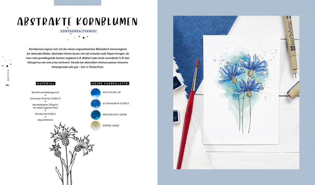 Weitere Ansicht: Watercolor - Florale Motive aus Wiese, Wald & Garten mit Aquarell und Fineliner | Anastasia Sälinger
