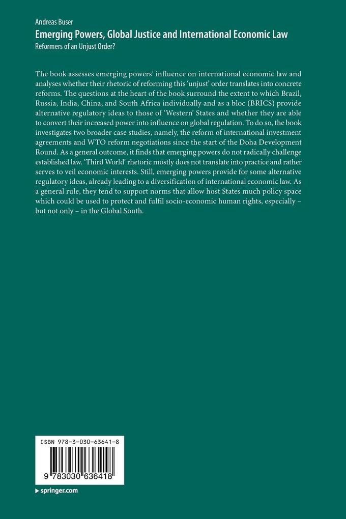 Weitere Ansicht: Emerging Powers, Global Justice and International Economic Law | Andreas Buser