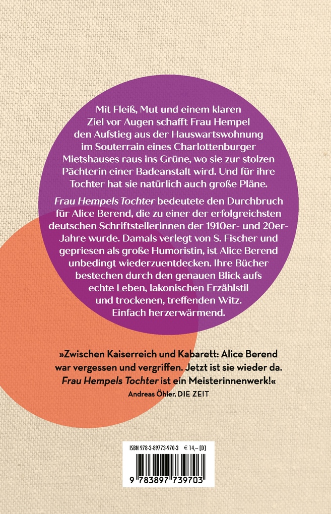 Weitere Ansicht: Frau Hempels Tochter. Roman | Alice Berend