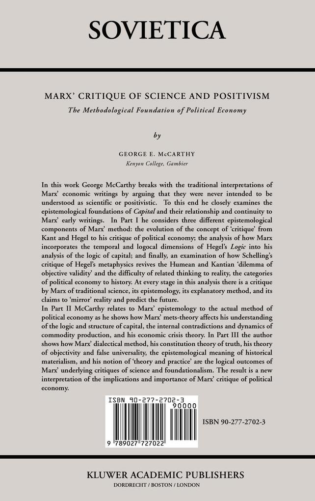 Weitere Ansicht: Marx' Critique of Science and Positivism | G. Mccarthy, George McCarthy