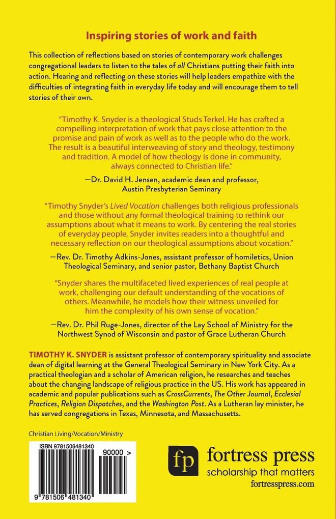 Weitere Ansicht: Lived Vocation | Timothy K Snyder
