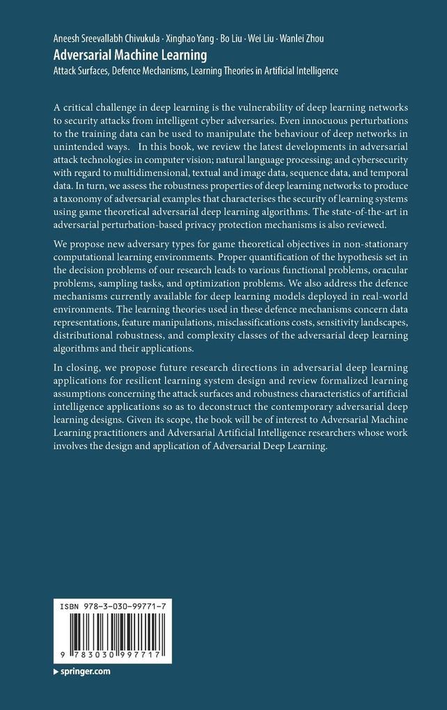 Weitere Ansicht: Adversarial Machine Learning | Aneesh Sreevallabh Chivukula, Xinghao Yang, Bo Liu, Wei Liu, Wanlei Zhou