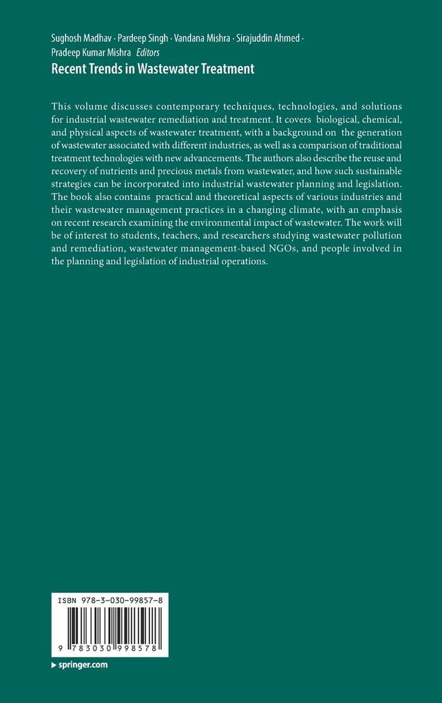 Weitere Ansicht: Recent Trends in Wastewater Treatment