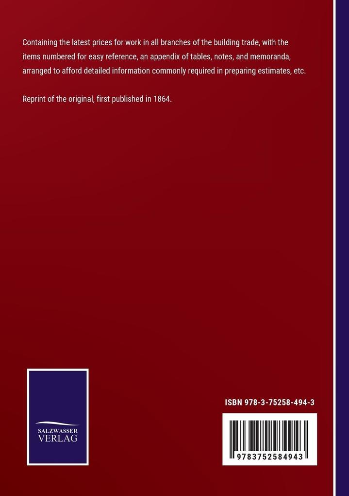 Weitere Ansicht: The Builders and Contractors Price Book for 1864 | George R. Burnell