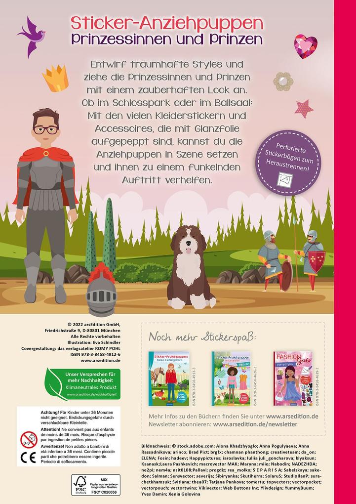 Weitere Ansicht: Sticker-Anziehpuppen Metallic - Prinzessinnen und Prinzen