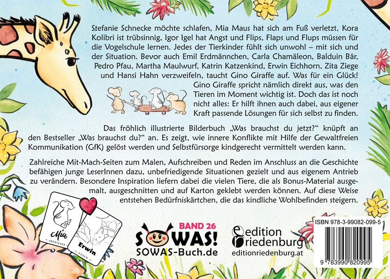 Weitere Ansicht: Was brauchst du jetzt? Mit der Giraffensprache und Gewaltfreier Kommunikation Selbstfürsorge kindgerecht vermitteln | Hanna Grubhofer, Sigrun Eder, Barbara Weingartshofer