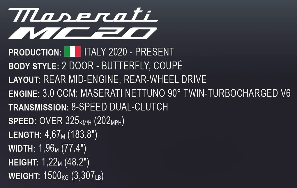 Weitere Ansicht: COBI 24335 - Maserati MC 20, Luxus-Sportwagen, Bausatz