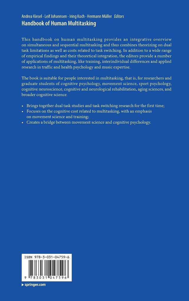 Weitere Ansicht: Handbook of Human Multitasking