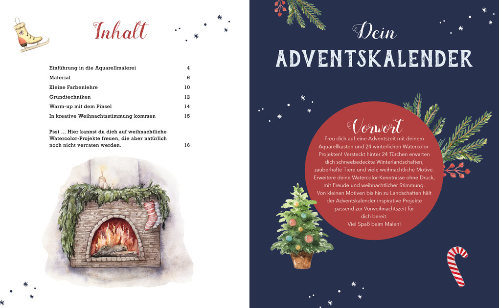 Weitere Ansicht: Mein Adventskalender-Buch: Winter-Watercolor-Land | Laura Stahlmann, Silvia Muchwitsch, Jowita Marczuk, Elisa Peth, Jana Wind