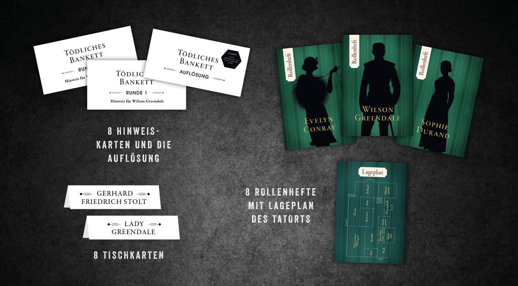 Weitere Ansicht: Crime & Dine - Das Krimi-Dinner-Set: Tödliches Bankett | Paperdice Holding GmbH