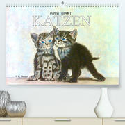 PortraiTierART KATZEN (Premium, hochwertiger DIN A2 Wandkalender 2023, Kunstdruck in Hochglanz)