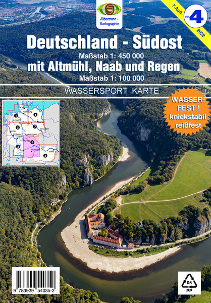 Produktbild: Wassersport-Wanderkarte 04. Deutschland-Südost mit Altmühl, Naab und Regen für Kanu- und Rudersport | Erhard Jübermann