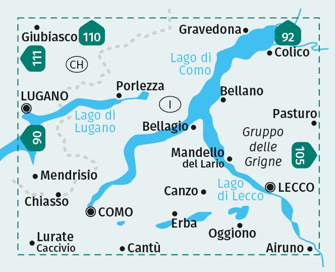 Weitere Ansicht: KOMPASS Wanderkarte 91 Lago di Como, Lago di Lugano 1:50.000