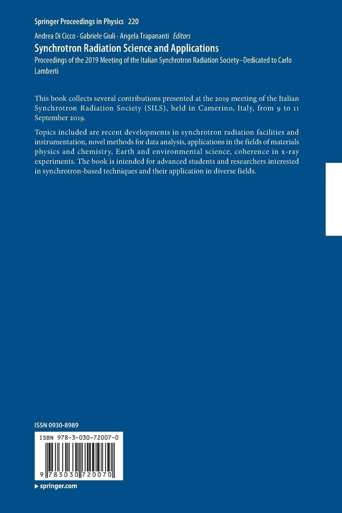 Weitere Ansicht: Synchrotron Radiation Science and Applications