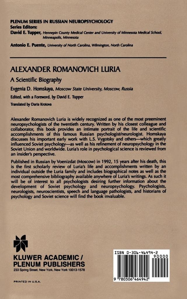 Weitere Ansicht: Alexander Romanovich Luria | Evgenia D. Homskaya