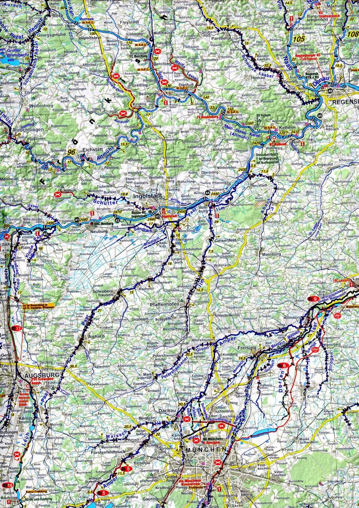 Weitere Ansicht: Wassersport-Wanderkarte 04. Deutschland-Südost mit Altmühl, Naab und Regen für Kanu- und Rudersport | Erhard Jübermann