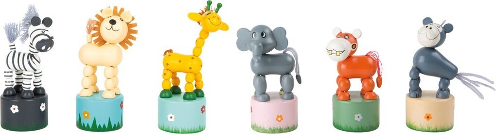 Produktbild: small foot 7924 - Drückfiguren-Set Afrika-Tiere, 6-teilig, Holz, Höhe: 11cm