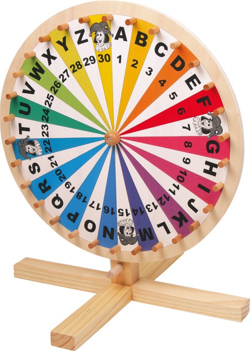 Produktbild: small foot 6251 - Glücksrad für Lotteriespiele, Wortspiele-Zubehör, Holz, Höhe: 40 cm