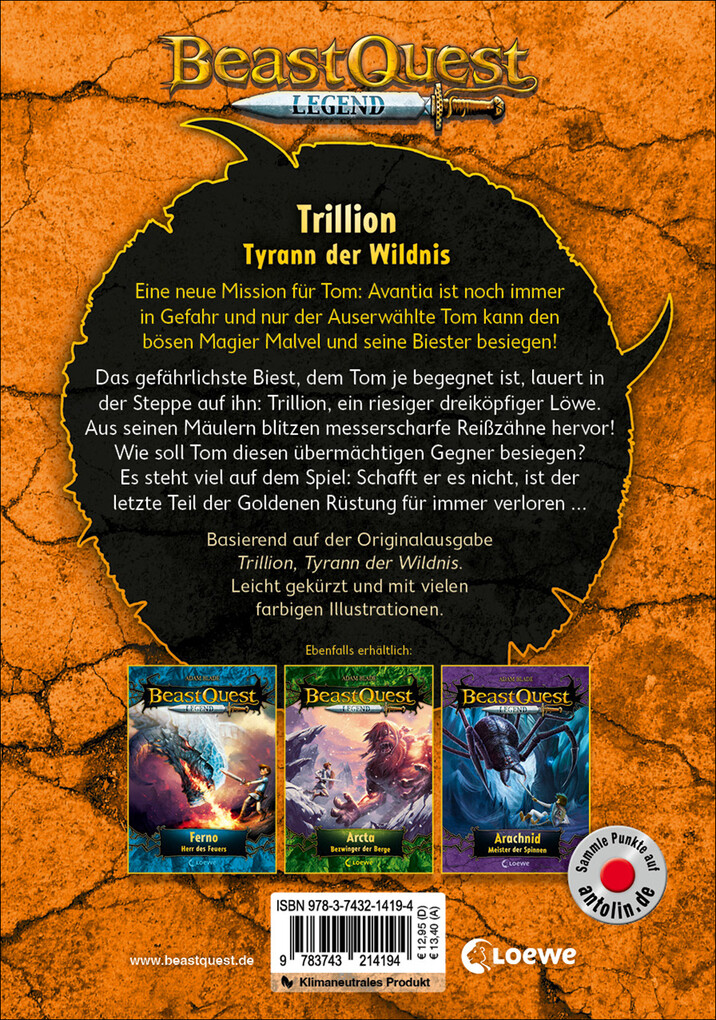 Weitere Ansicht: Beast Quest Legend (Band 12) - Trillion, Tyrann der Wildnis | Adam Blade