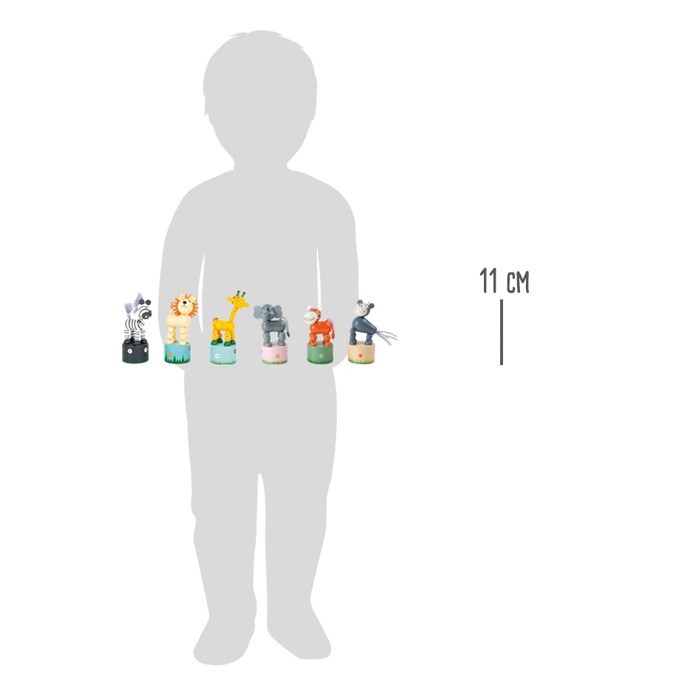 Weitere Ansicht: small foot 7924 - Drückfiguren-Set Afrika-Tiere, 6-teilig, Holz, Höhe: 11cm