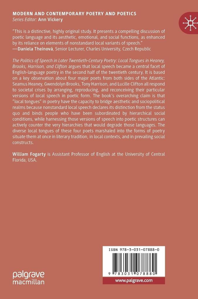 Weitere Ansicht: The Politics of Speech in Later Twentieth-Century Poetry | William Fogarty