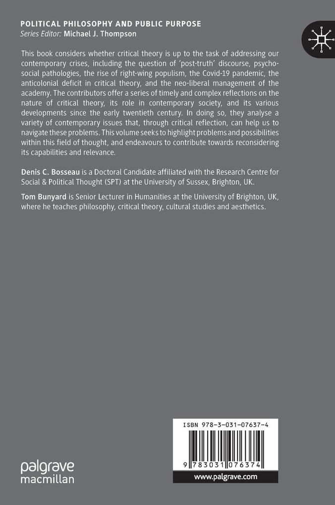 Weitere Ansicht: Critical Theory Today