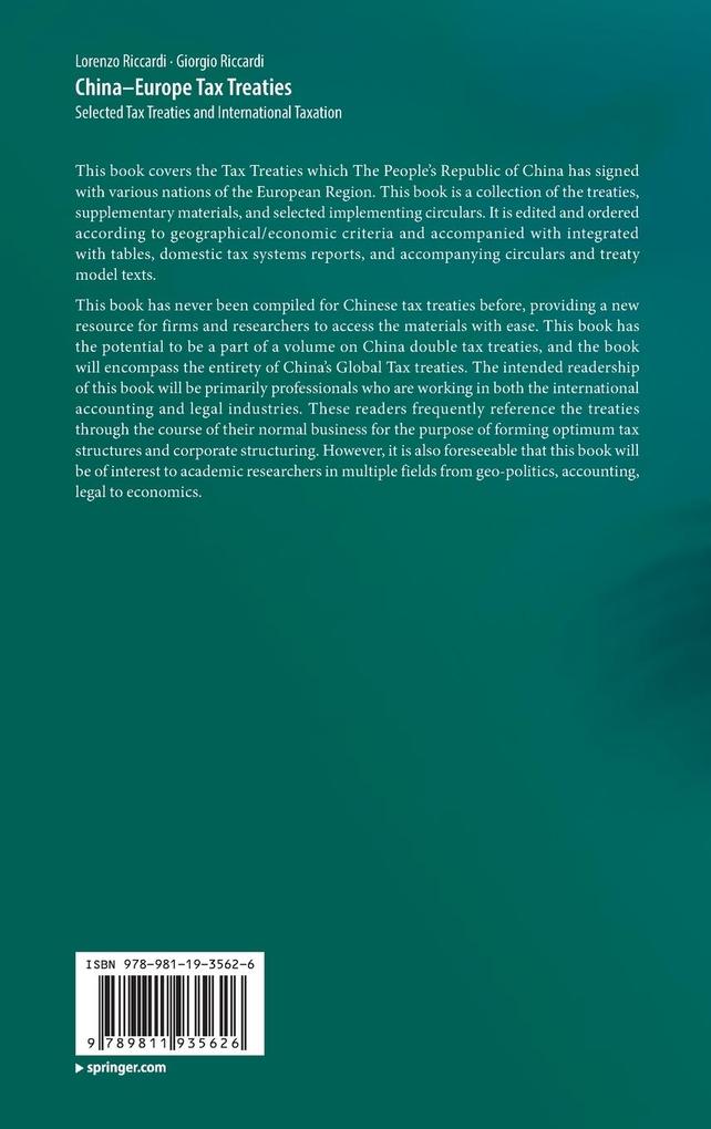 Weitere Ansicht: China-Europe Tax Treaties | Lorenzo Riccardi, Giorgio Riccardi
