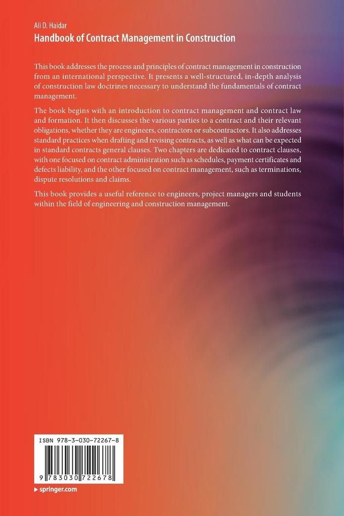 Weitere Ansicht: Handbook of Contract Management in Construction | Ali D. Haidar