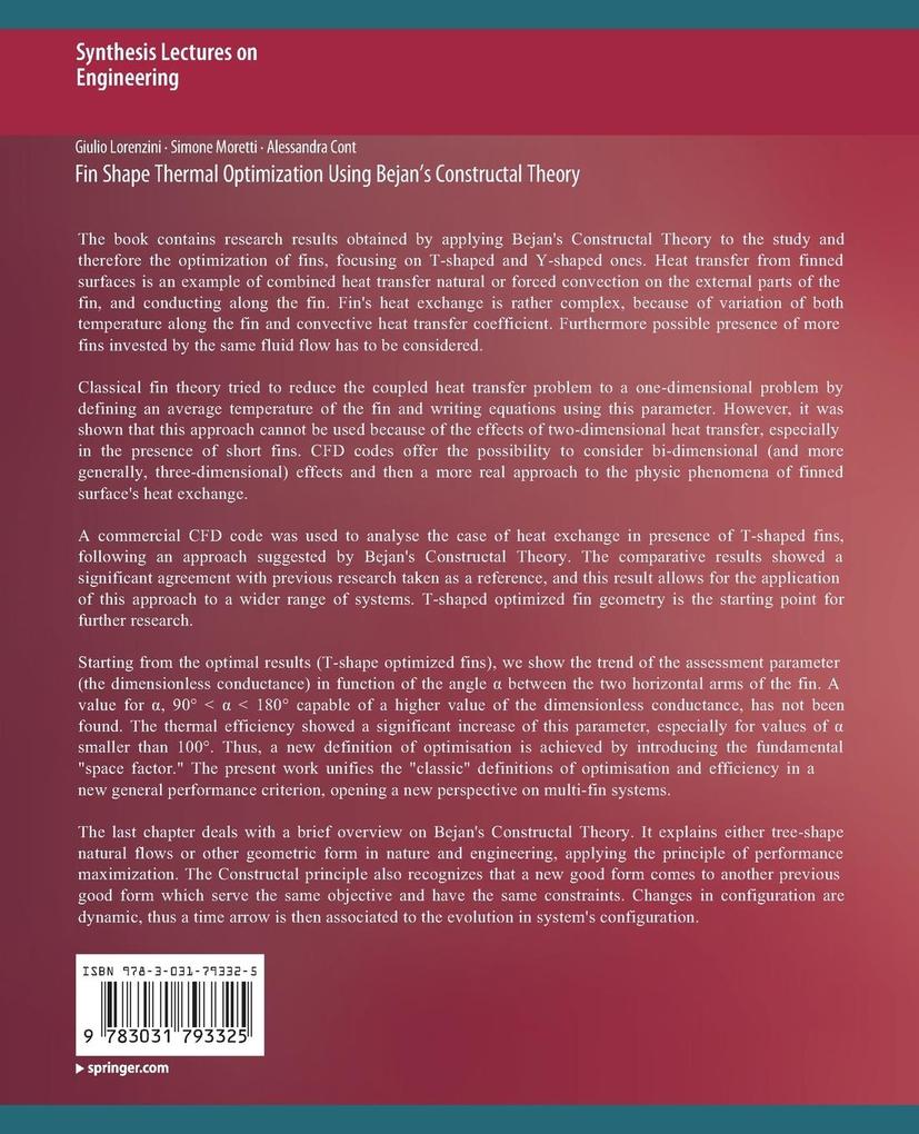 Weitere Ansicht: Fin-Shape Thermal Optimization Using Bejan's Constuctal Theory | Giulio Lorenzini, Alessandra Conti, Simone Moretti
