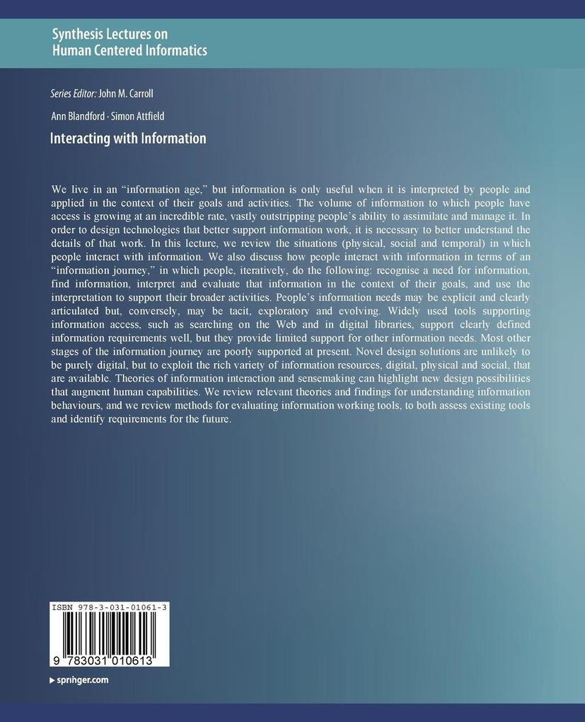 Weitere Ansicht: Interacting with Information | Simon Attfield, Ann Blandford