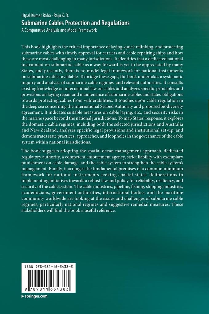 Weitere Ansicht: Submarine Cables Protection and Regulations | Utpal Kumar Raha, Raju K. D.