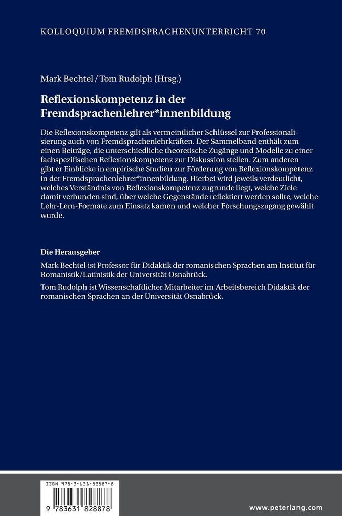 Weitere Ansicht: Reflexionskompetenz in der Fremdsprachenlehrer*innenbildung