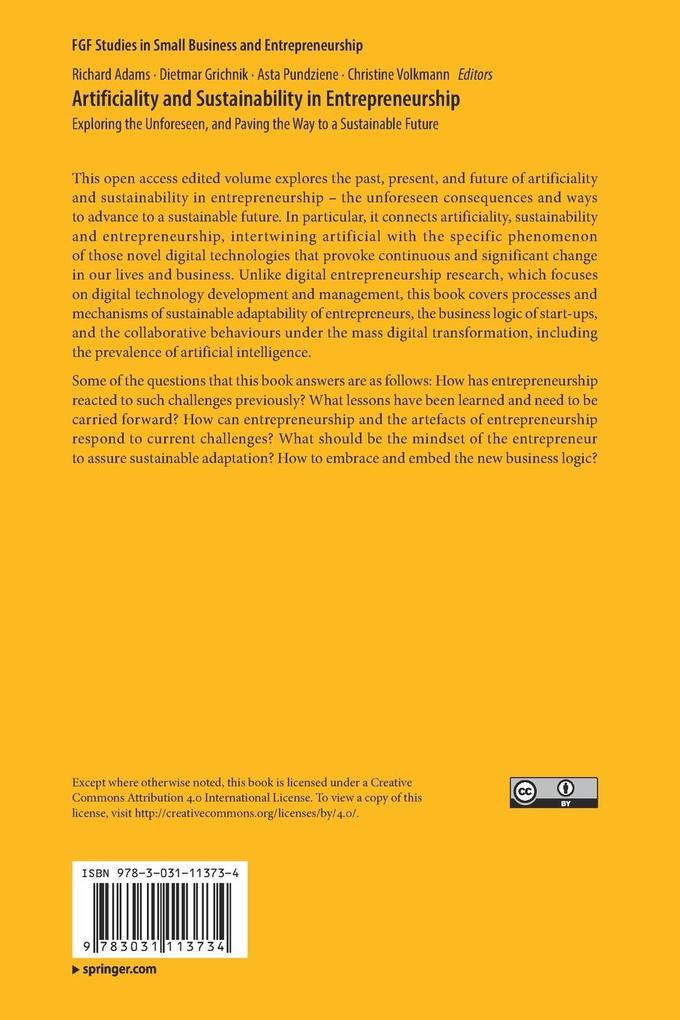 Weitere Ansicht: Artificiality and Sustainability in Entrepreneurship