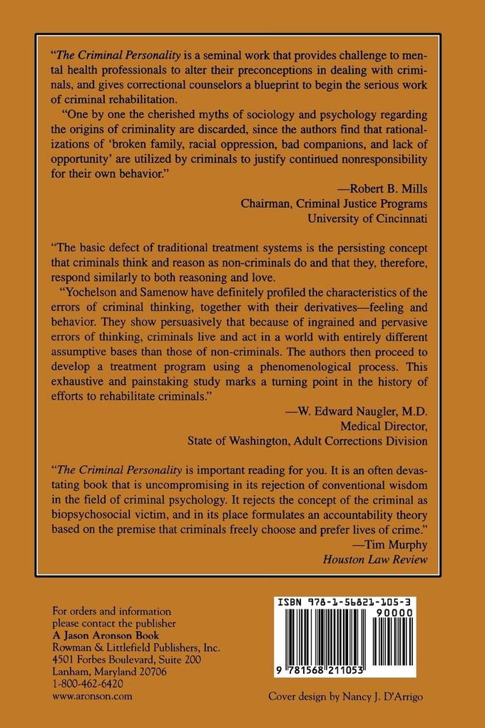 Weitere Ansicht: Criminal Personality | Samuel Yochelson, Stanton Samenow