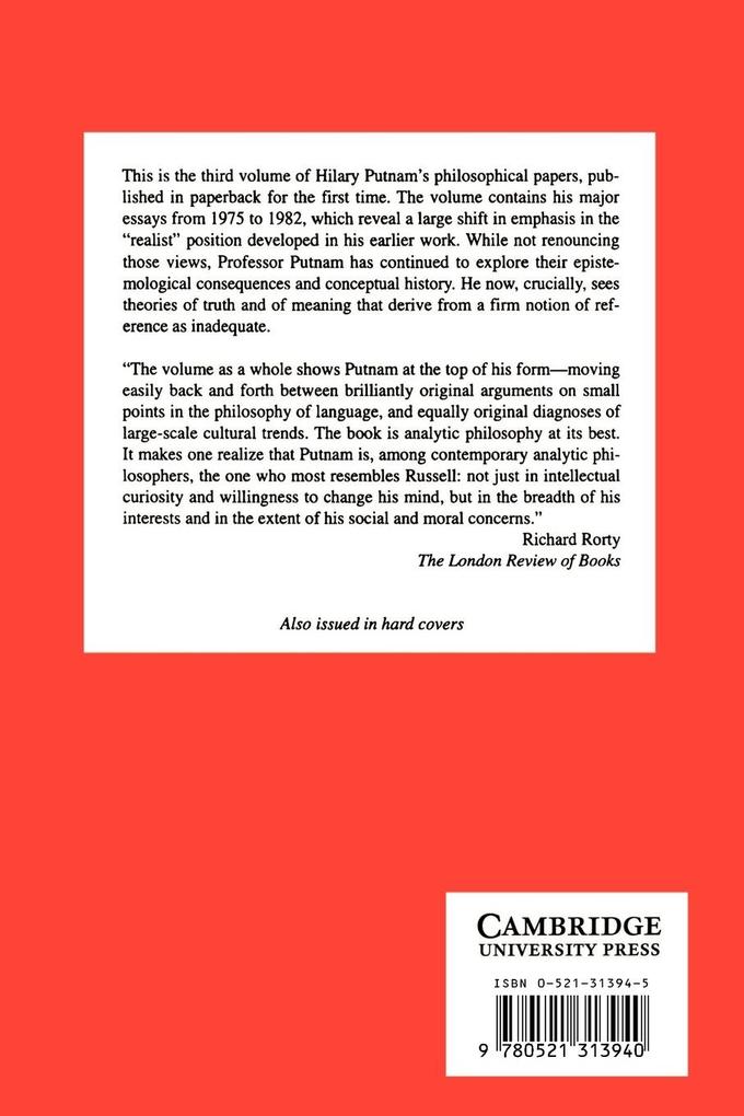 Weitere Ansicht: Philosophical Papers | Hilary Putnam, Hilary Putman