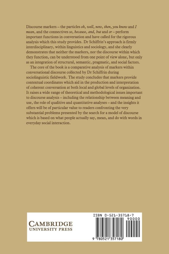 Weitere Ansicht: Discourse Markers | Deborah Schiffrin