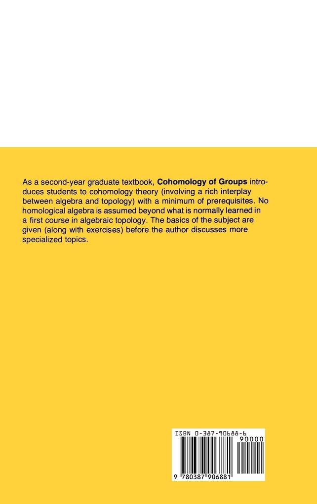 Weitere Ansicht: Cohomology of Groups | Kenneth S. Brown