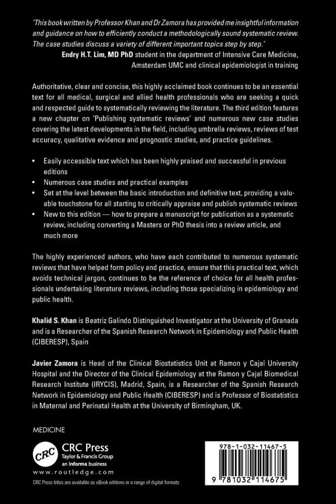 Weitere Ansicht: Systematic Reviews to Support Evidence-Based Medicine | Khalid Saeed Khan, Javier Zamora