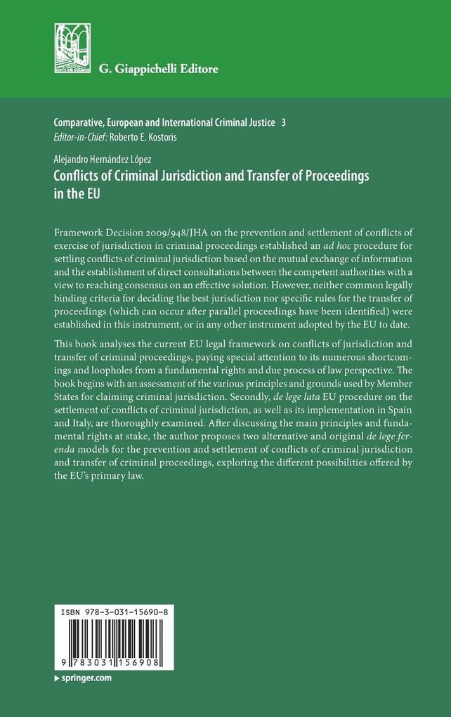 Weitere Ansicht: Conflicts of Criminal Jurisdiction and Transfer of Proceedings in the EU | Alejandro Hernández López