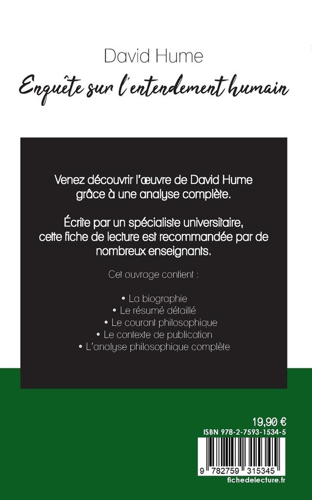 Weitere Ansicht: Enquête sur l'entendement humain de David Hume (fiche de lecture et analyse complète de l'oeuvre) | David Hume