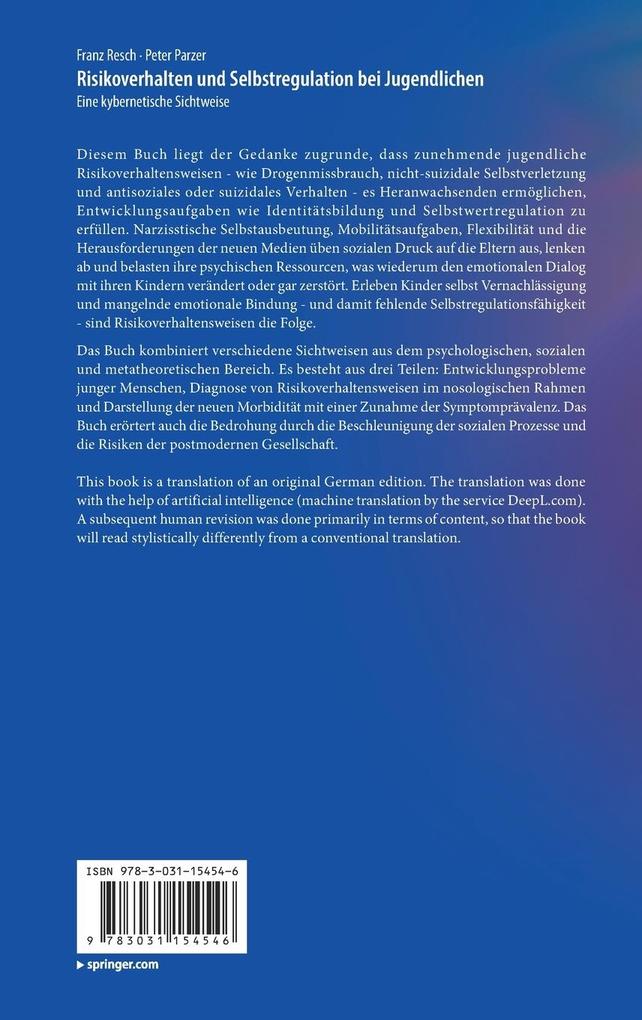 Weitere Ansicht: Risikoverhalten und Selbstregulation bei Jugendlichen | Franz Resch, Peter Parzer