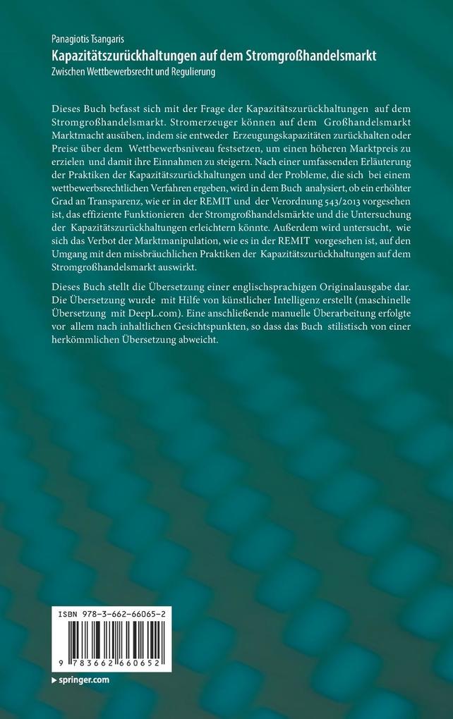 Weitere Ansicht: Kapazitätszurückhaltungen auf dem Stromgroßhandelsmarkt | Panagiotis Tsangaris